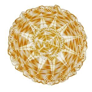 vintage ombre yellow & orange 19" round Doily handmade crochet home decor